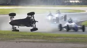 Watch: Terrifying moment racer rolls in horror crash at The Bend