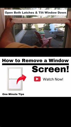 HOW TO REMOVE A WINDOW SCREEN! One Minute Tips - Home Repairs #shorts #shortsvideo