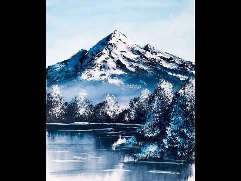 10-Minuten-Malerei: schneebedeckte Berglandschaft | Acryl malen für Anfänger