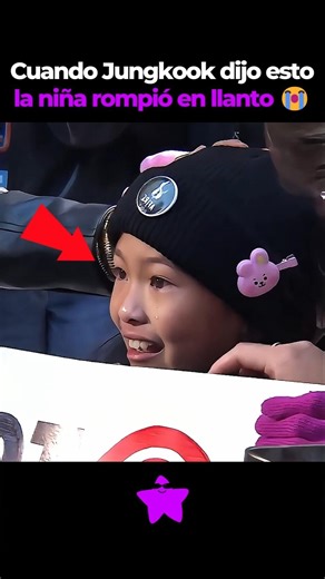 Cuando Jungkook dijo esto la niña rompió en llanto 😭 #bts #army #jungkook