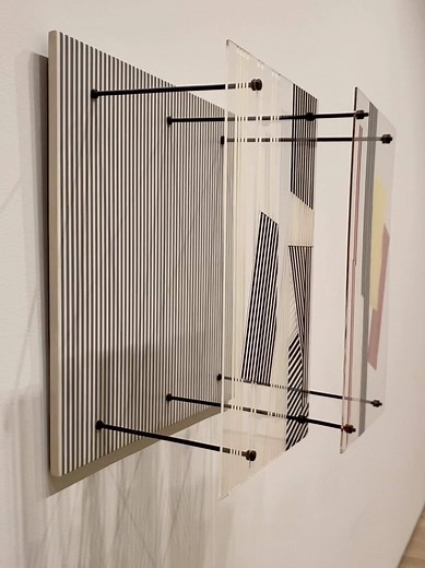 50K views · 2.5K reactions | Jesús Rafael Soto used transparent sheets of Plexiglas to animate his abstract "Double Transparency," whose colorful striations seem to flicker as the viewer moves. “I really started out with the desire to make the work of Mondrian move,” the Venezuelan artist explained. Experience "Sur moderno: Journeys of Abstraction" through September 12, and explore the exhibition in our #MoMAVirtualViews: mo.ma/surmoderno | MoMA The Museum of Modern Art | Facebook