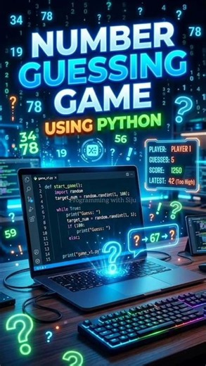 Python - Number Guessing Game.#python #pythonprogramming #learnpython