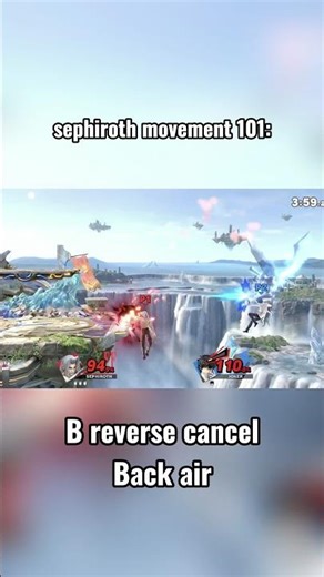sephiroth b reverse cancel back air movement and edgeguard #smashbros #smashultimate #sephiroth