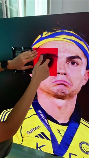 Will he be able to successfully light up the screen?#ledscreen #ledvideowall #eagerled #cr7