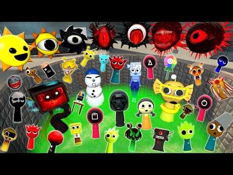 DESTROY MR SUN TREE FUN COMPUTER EVOLUTION ALL SPRUNKI FAMILY SPARTAN KICKING in ACID Gmod
