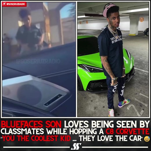 Blueface’s son loves the attention from classmates as he gets picked up in a C8 Corvette 😅🏎️ #blueface #fatherson #pickup