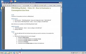 PME Billing Module -- Video 10 -- How to Customize a Consumption Line Item