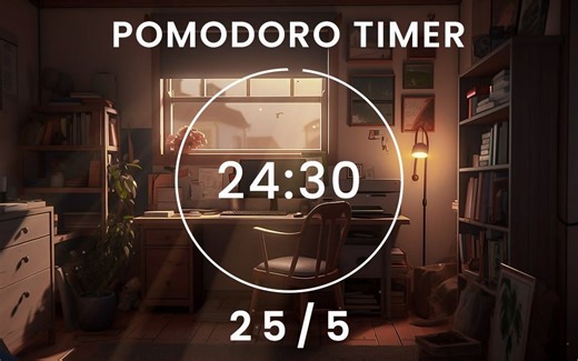 与我一起学习★︎pomodoro计时器★︎lofi轻松音乐，深度专注pomodoro计时器，保持状态