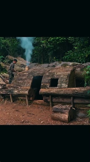 Building a Secret Shelter in a Fallen Tree