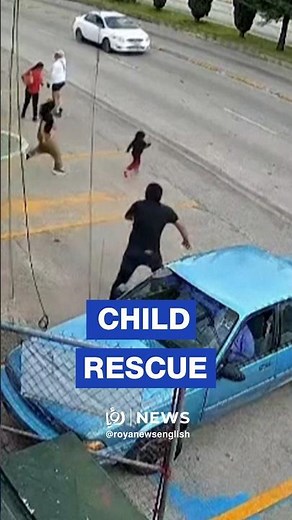 Shop worker dives into traffic to save child on busy road in Mexico