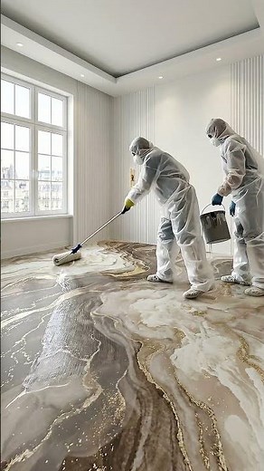 SATISFYING Marble Resin Floor Transformation 😱 Mocha Gold Cream #epoxyfloor #viral #home