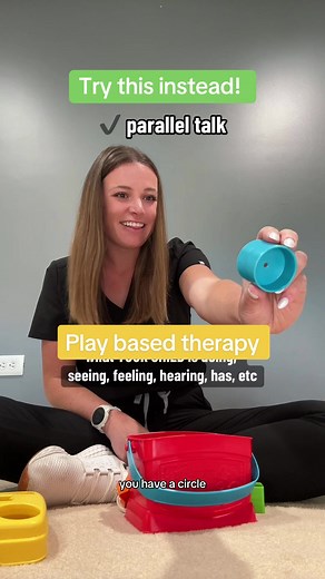 Tips for playing with toys with your toddler to promote speech and language development through play! There are so many ways to use a shape sorter during speech therapy, here are just a few! #slp #speechtherapy #pedsslp #speechpathology #speechpathologist #toddlertips #toddlertoys #parentingtips #slptips #chicagoslp @FIGS @Fisher-Price