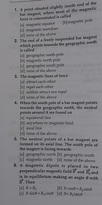 Multiple Choice Questions on MagnetismA point situated slight... | Filo