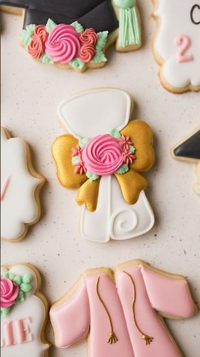 This is the prettiest diploma cookie I’ve ever made. It’s all royal icing and edible gold luster.