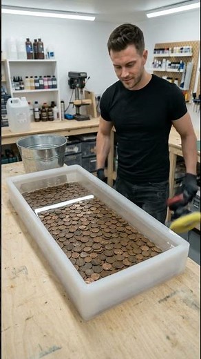 Vintage Copper Coins Turned Into a Luxury Table 🪙✨ | Epoxy Resin DIY #diy #depoxy #homedecor