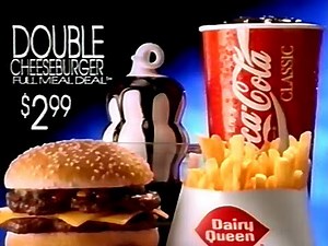 Dairy Queen Restaurants Double Cheeseburger Full Meal Deal 1993 TV Commercial HD