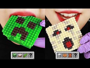 MINECRAFT FOOD ASMR 👾 CHOCOLATE HONEY JELLY EATING SOUND | MINECRAFT MYSTERY BOX UNBOXING ASMR 👻