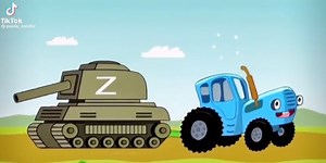 Ukrainian cartoon mocks Russia with a singing tractor pulling a tank