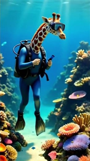 🌊🦒 Surreal Giraffe Diver | Photorealistic Underwater Adventure