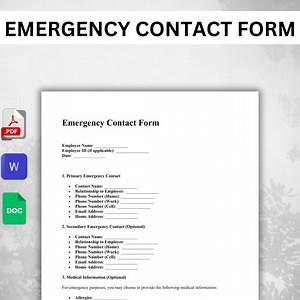 Editable Emergency Contact Form Template – Word, PDF, Google Docs - Etsy UK