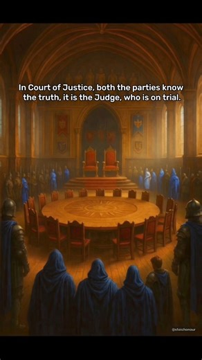 | Stoicism | wisdom | honour | on Instagram: "Some truths are not decided by facts alone — they are tested by conscience. This quote reflects a harsh reality of justice: when both sides already know the truth, the real question becomes who has the courage to stand by it. Power, pressure, and personal bias often sit silently in the courtroom, shaping outcomes more than evidence ever could. Justice is not proven by authority. It is proven by integrity. When judgment depends on character, the judge