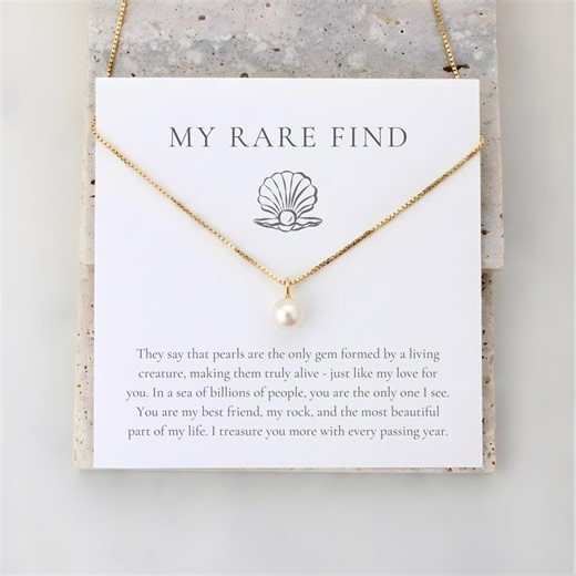Pearl Necklace Gift for Wife or Partner, My Rare Find Pearl Necklace, Anniversary Gift, Sentimental Valentine's Day Jewelry for Girlfriend - Etsy Australia