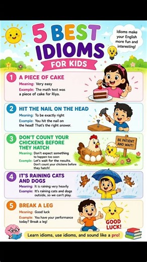 🧠 5 Fun English Idioms Every Kid Should Know! 🎉📚 #easyenglisheveryday