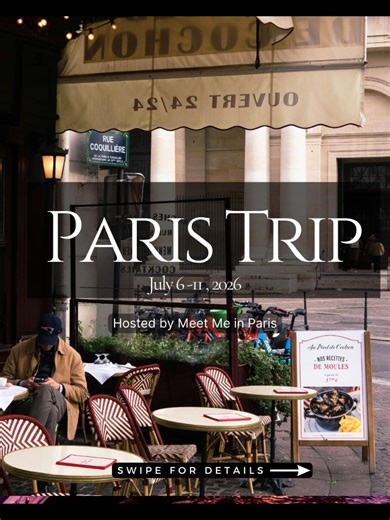 Paris Trip! July 6-11, 2026✨️ Imagine waking up in Paris, strolling through charming streets, the scent of fresh baguettes from boulangeries, hearing French all around you, and experiencing the city not just as a visitor—but as part of its pulse. Join us for a fully escorted trip to the City of Light. Your Paris vacation package includes: • Private airport transfer • 5 nights in a charming boutique hotel • Breakfast each morning • Welcome brunch two dinners • Food tour & Wine Tasting • Cocktail 