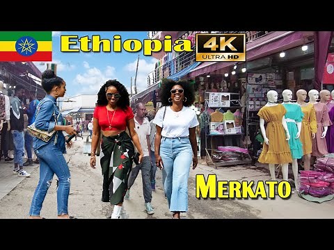 🇪🇹 (መርካቶ) Walking Tour the large street market Merkato Addis Ababa. Ethiopia [4K]