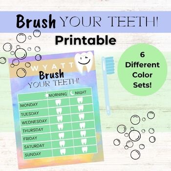 Brush Your Teeth Printable | Toddler Brushing | Teeth Brushing Chart | Routines
