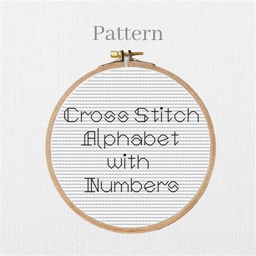Backstitch Alphabet Pattern With Cross Stitch Letters and Numbers - Etsy