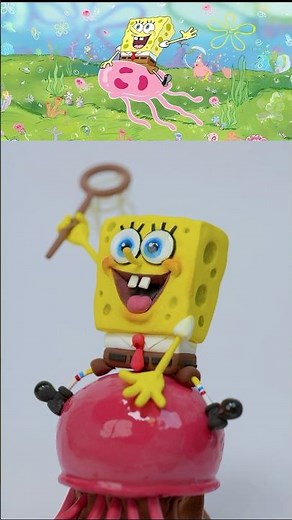 「Making SpongeBob with clay」 #spongebob #clay