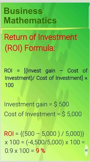 Business Mathematics/Return on Investment (ROI) Formula