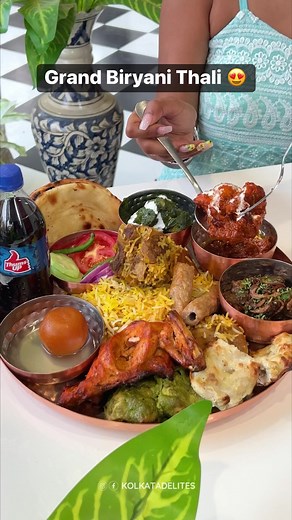 Grand Biryani Thali contains 12 items 😍 | House of Royals, IA 195, IA Block, Sector III, Bidhannagar, Kolkata : 700097 (Amul Island)📞 91 6289551080 & 91 8272925425 #facebookreels #fbreels #thali #indianfood #foodreels #trending | kolkatadelites