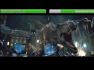 T-Rex & Raptors vs Indominus Rex with Healthbars / Final Fight