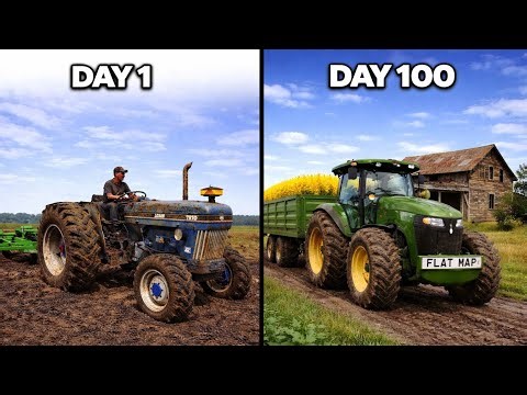 Survive 100 Days ON THE FLAT MAP of FS25 With 0$| ep3