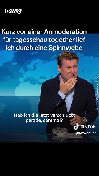 Wie hättet ihr reagiert? 🙈 @Jens Riewa ist auf jeden Fall überraschend cool geblieben, finden wir. 😄 Im SWR3 Interview erzählt er uns: „Ich bedanke mich bei Spinni, sie hatte hoffentlich ein schnelles Ende.“