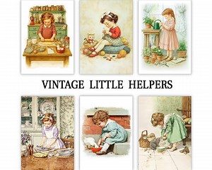 Vintage Girls Watercolor Postcards: 1950s Retro Chores (printable Set 30, 5x7in Jpgs) - Etsy Canada