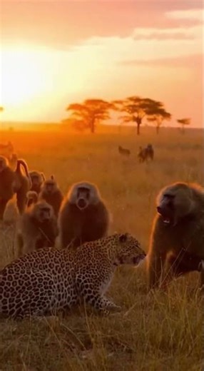 What Was Moving in the Tall Grass? | Leopard and Baboon Troop #animalshorts