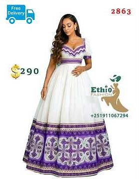 209 | Elegant Habesha Wedding Dress | New Style Ethiopian Modern Kemis