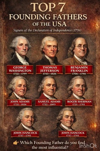 TOP 7 Founding Fathers of the USA 🇺🇸The Men Who Signed the Declaration of Independence