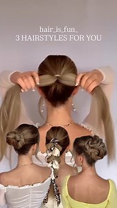 3 FAVORITE HAIRSTYLES for you ☀️ These are three of my followers‘ favorite hairstyles. If you don’t know me, I would be delighted if you visited my account. That’s why I put these hairstyles in a reel... three in one. I hope you like it ☀️ . . . #clawcliphairstyle #bun #hair #hairstyle #scarfhairstyle #elegantbun #updo #braid #braidinspo | Hairisfun