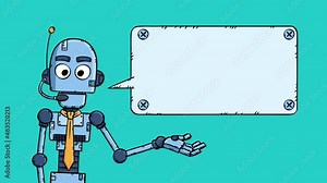 Customer service AI bot avatar with speech bubble animation. Easy to edit talking loop.