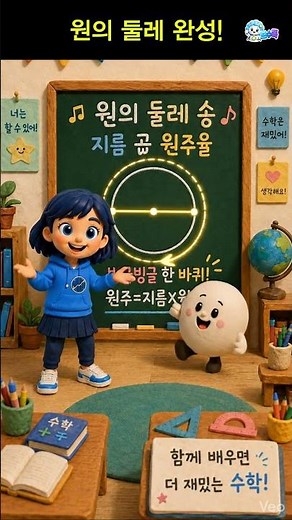 원의 둘레 공식 40초 컷! 지름 곱 원주율 🎵 #공부쇼츠 #수학암기송