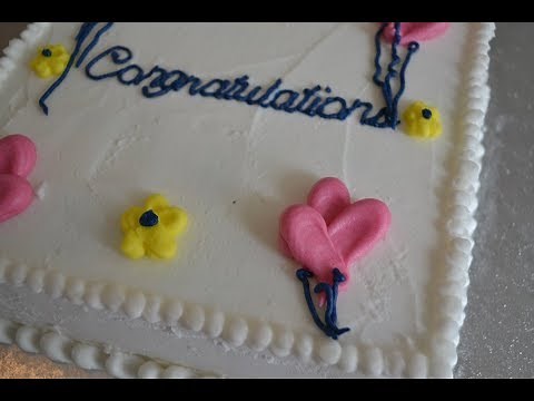 Dress Up a Sheet Cake: Congratulations Cake using only round piping tips