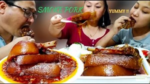 SMOKE PORK WITH FERMENTED SOYABEAN & SMOKE PORK WITH TARO STOLON || FAMILY MUKBANG | EXPLORE FOOD & TRAVEL INDIA