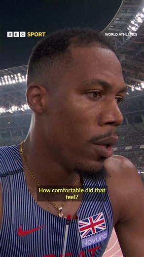 Is this the world's shortest interview? 😂 Zharnel Hughes doesn't have much to say after coming second in the men's 200m heats! | BBC Sport