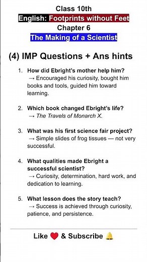 The Making of a Scientist Class 10 Questions and answers, NCERT English Literature Quick Revision