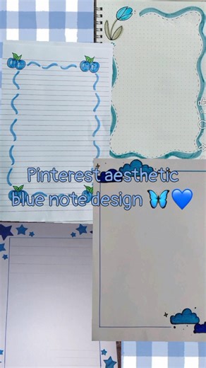 DIY 🦋 Drawing an aesthetic blue pinterest design for note 🩵 | #blue #diy #design #pinterest