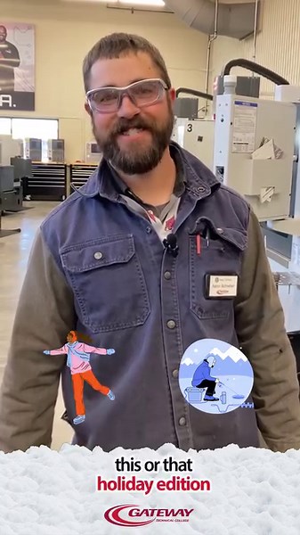 We're pretty sure Aaron Schreiber, a Welding instructor at Gateway, is ready to have some fun this winter ❄️. Take a look at his holiday video, where he zeroes in on which activity 🎣 ⛷️ ⛸️ he's most excited to partake in this season. | Gateway Technical College